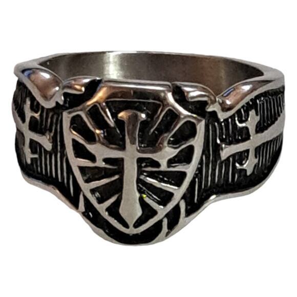 New Knight crusade cross armor shield ring size 14.5 - Picture 1 of 8